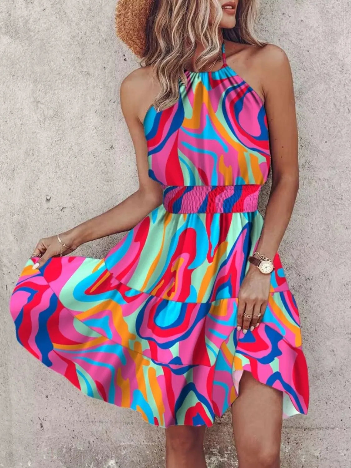 Paisley Print Halter Neck Mini Dress by Uneeque Designzz