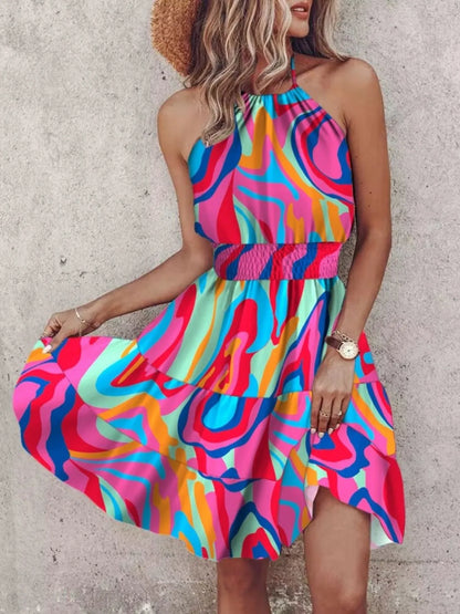 Paisley Print Halter Neck Mini Dress – Uneeque Designzz