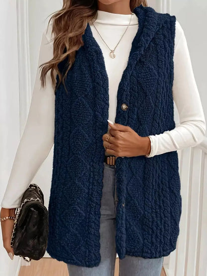 Hooded Button-Up Sherpa Vest Coat – Uneeque Designzz