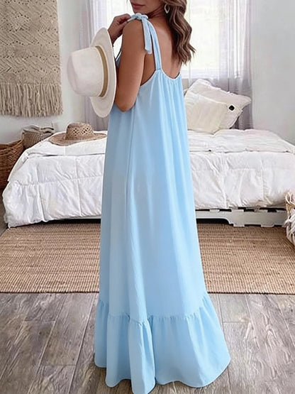 Sleeveless Tie Strap Flowy Maxi Dress Casual Everyday – Uneeque Designzz