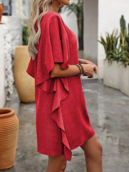 Ruffled Flutter Sleeve V-Neck Mini Dress – Uneeque Designzz