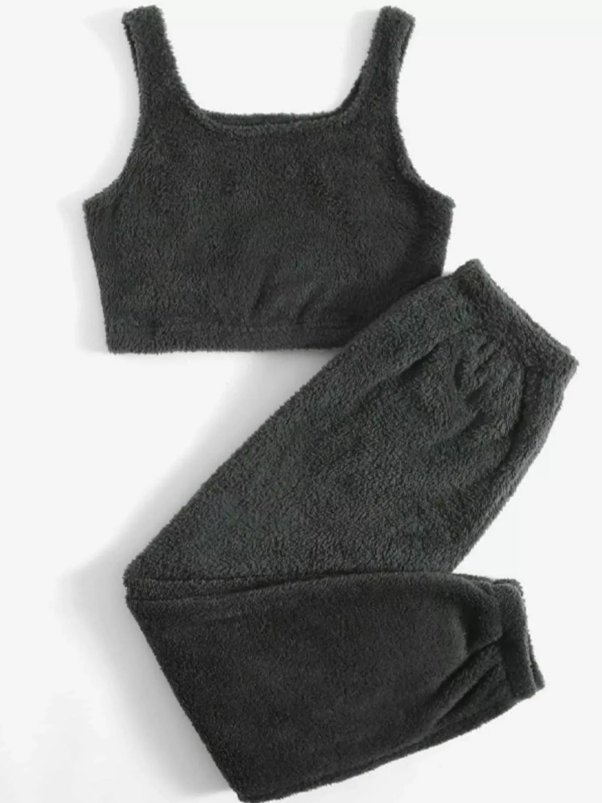 Cozy Plush Cropped Tank and Pants Lounge Set by Trendsi