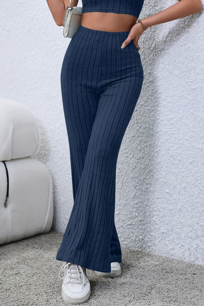Basic Bae Full Size Ribbed High Waist Flare Pants – Uneeque Designzz