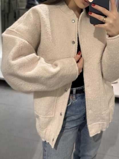 Unlined Cotton Blend Drop Shoulder Button Jacket Relaxed Fit Outerwear – Uneeque Designzz