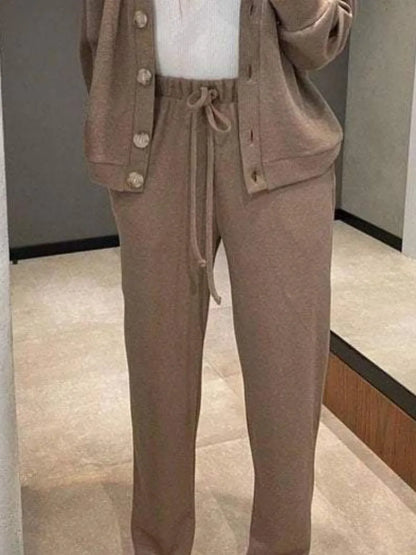 Full Size Button-Up Long Sleeve Top and Pants Set – Uneeque Designzz
