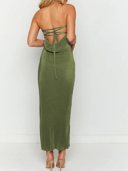 Lace-Up Back Tube Maxi Dress – Uneeque Designzz