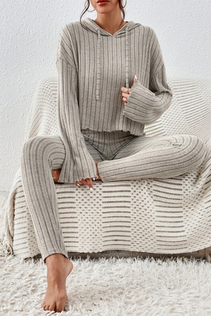 Lettuce Hem Dropped Shoulder Hooded Top and Pants Set – Uneeque Designzz