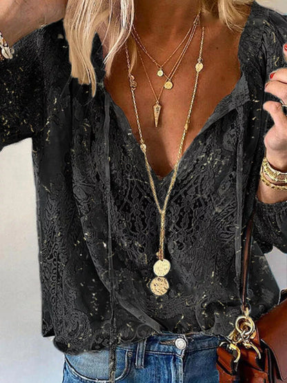 Lace Tie-Neck Blouse – Uneeque Designzz