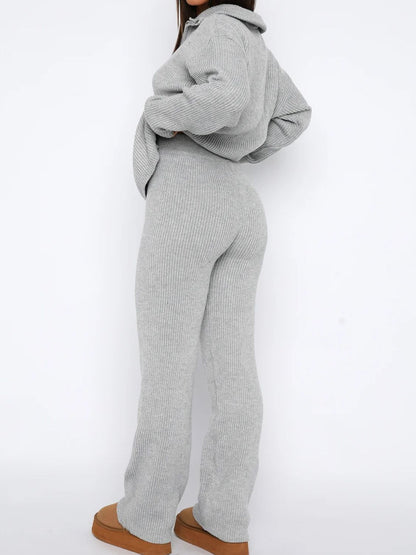 Quarter Zip Long Sleeve Top and Pants Set – Uneeque Designzz