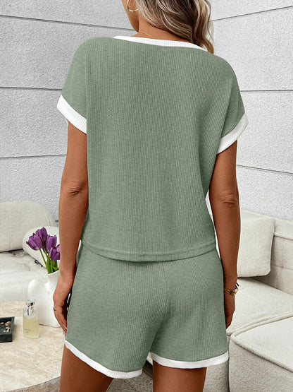 Contrast Trim Short Sleeve Top and Shorts Set – Uneeque Designzz