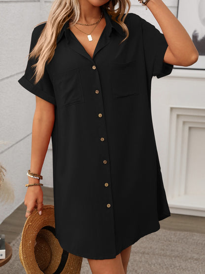 Button-Down Short Sleeve Mini Dress – Uneeque Designzz