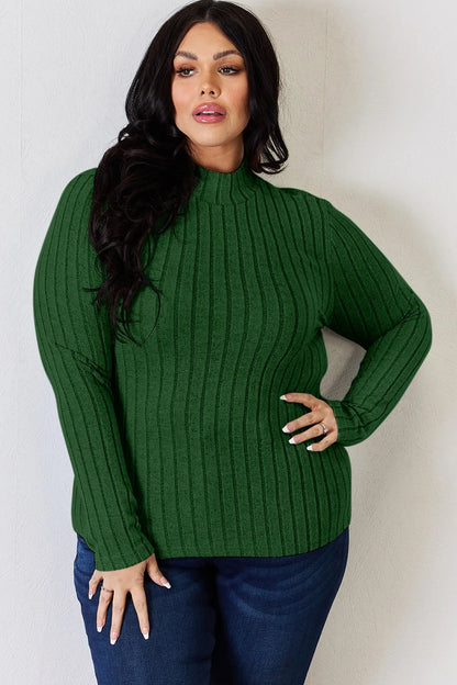 Basic Bae Full Size Ribbed Mock Neck Long Sleeve T-Shirt – Uneeque Designzz