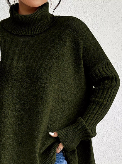 Turtleneck High-Low Hem Sweater – Uneeque Designzz