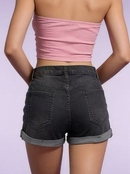 Distressed Denim Roll-Up Shorts – Uneeque Designzz