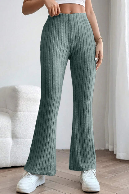 Basic Bae Full Size Ribbed High Waist Flare Pants – Uneeque Designzz
