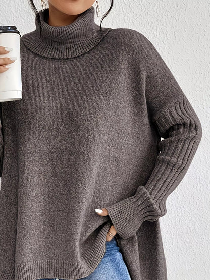 Turtleneck High-Low Hem Sweater – Uneeque Designzz