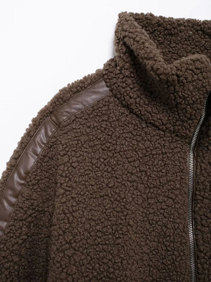 Zip-Up Turtleneck Plush Jacket Long Sleeve Pocketed Top – Uneeque Designzz