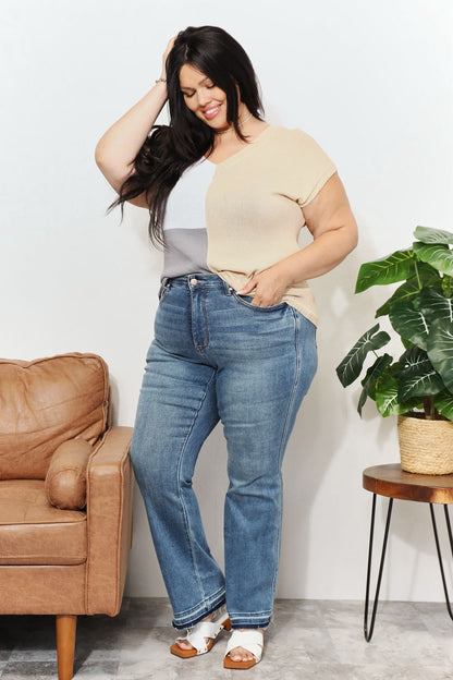 Color Block V-Neck Knit Top – Uneeque Designzz