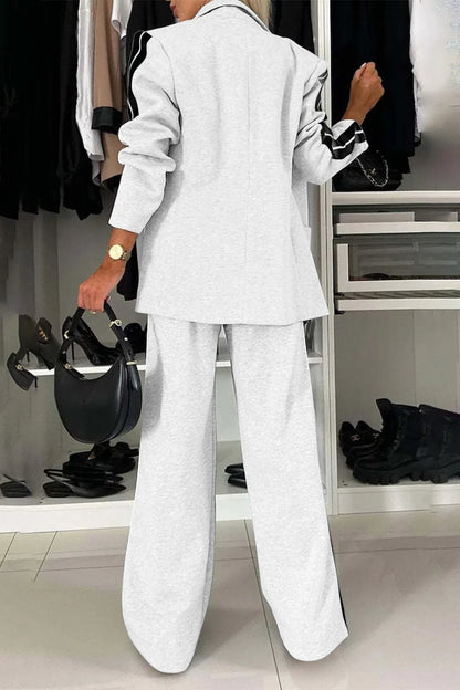 Full Size Contrast Lapel Collar Top and Pants Set – Uneeque Designzz