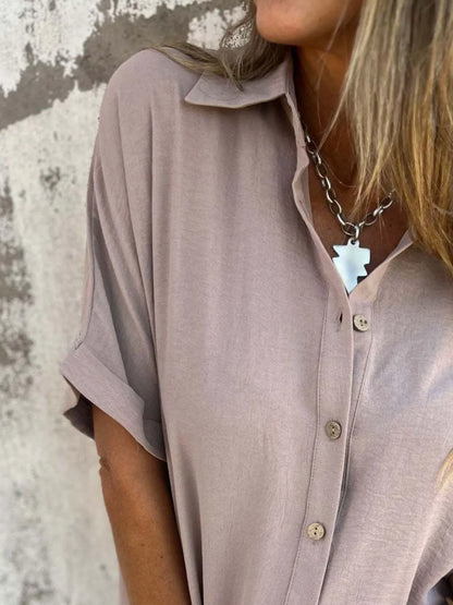 Full Size Collared Neck Half Sleeve Shirt Plus Size – Uneeque Designzz