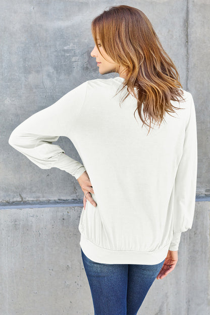 Basic Bae Full Size V-Neck Lantern Sleeve Top – Uneeque Designzz