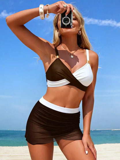 Two Tone Cami and Skort Swimsuit Set with Removable Padding – Uneeque Designzz
