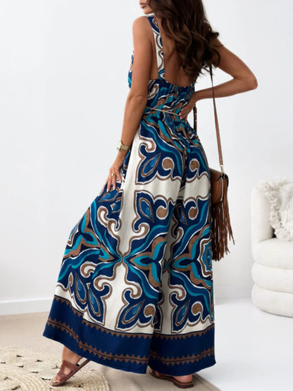 Paisley Spaghetti Strap Wide Leg Jumpsuit – Uneeque Designzz