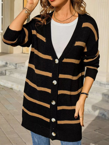 Striped Button-Down Knit Cardigan – Uneeque Designzz