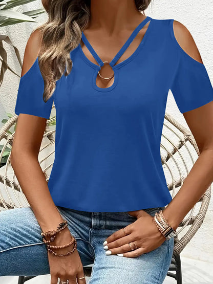 Cold Shoulder T-Shirt with Metal Ring Detail – Uneeque Designzz