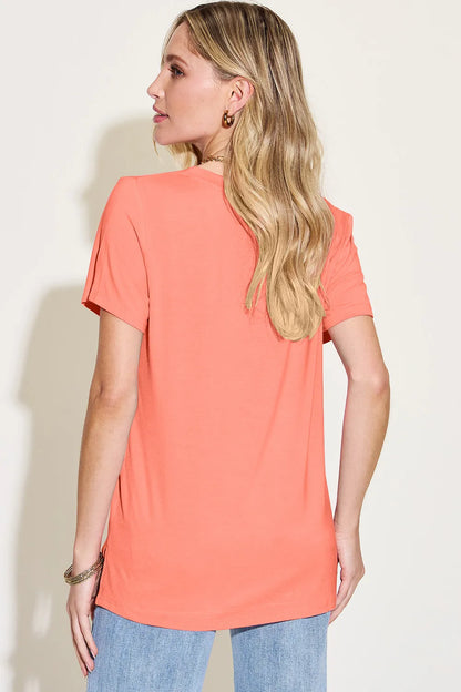 Basic Bae Bamboo Full Size V-Neck High-Low T-Shirt – Uneeque Designzz
