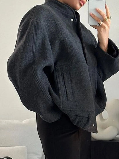 Unlined Cotton Blend Drop Shoulder Button Jacket Relaxed Fit Outerwear – Uneeque Designzz