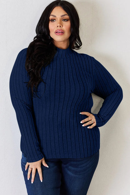 Basic Bae Full Size Ribbed Mock Neck Long Sleeve T-Shirt – Uneeque Designzz