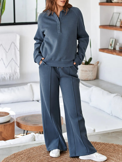 Collared Sweatshirt and High Waist Pants Active Set – Uneeque Designzz