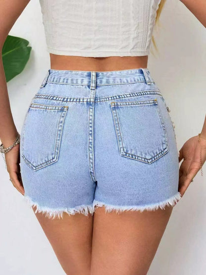 Distressed Raw Hem Denim Shorts – Uneeque Designzz