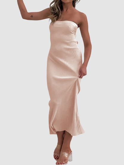 Lace-Up Back Tube Maxi Dress – Uneeque Designzz