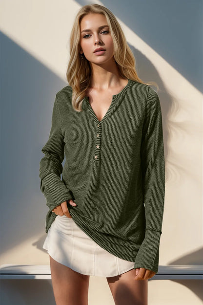 Double Take Full Size Notched Thumbhole Long Sleeve T-Shirt – Uneeque Designzz