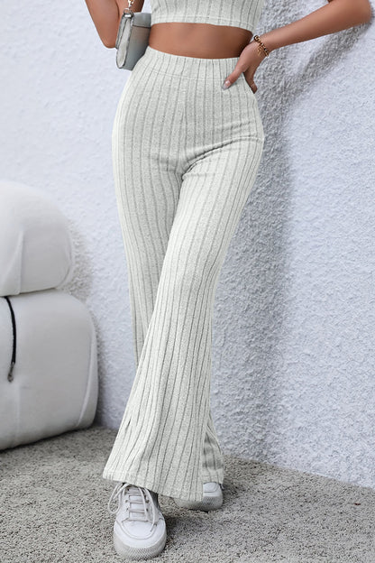Basic Bae Full Size Ribbed High Waist Flare Pants – Uneeque Designzz