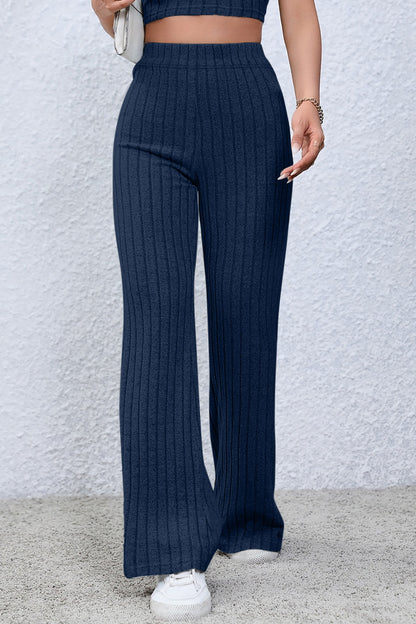 Basic Bae Full Size Ribbed High Waist Flare Pants – Uneeque Designzz