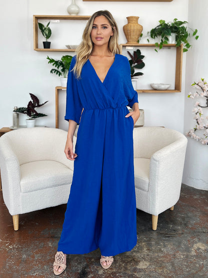 Double Take Full Size Surplice Wide Leg Jumpsuit with Pockets – Uneeque Designzz