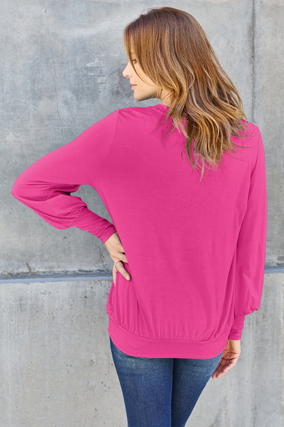 Basic Bae Full Size V-Neck Lantern Sleeve Top – Uneeque Designzz