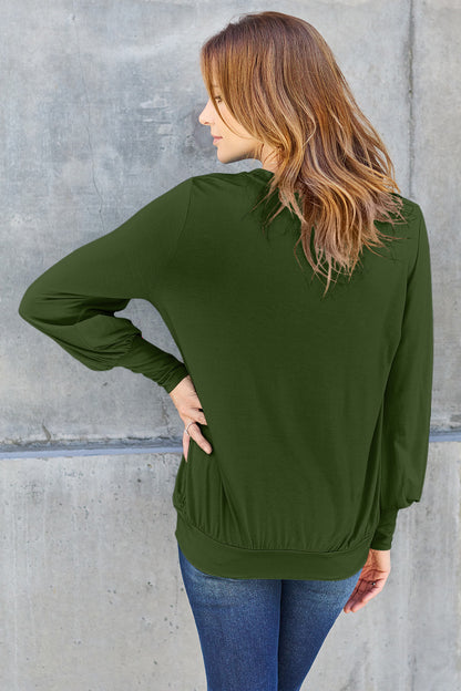 Basic Bae Full Size V-Neck Lantern Sleeve Top – Uneeque Designzz