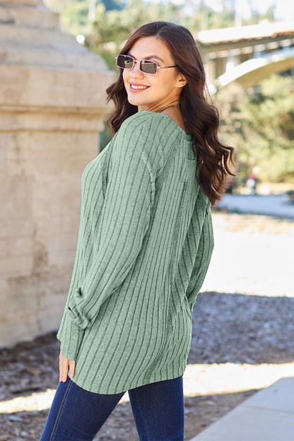Basic Bae Full Size Ribbed Round Neck Long Sleeve Knit Top – Uneeque Designzz