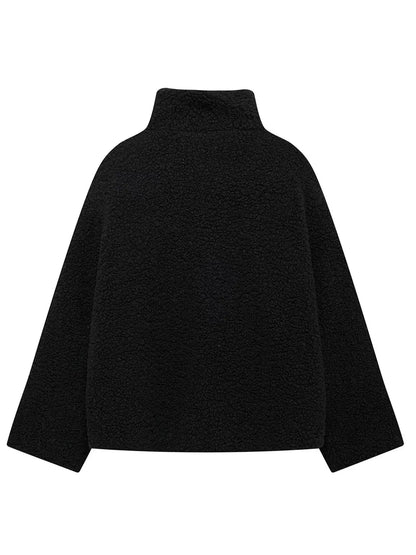 Zip-Up Turtleneck Plush Jacket Long Sleeve Pocketed Top – Uneeque Designzz