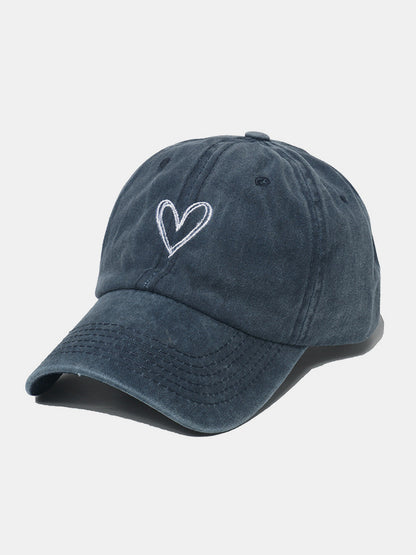 Embroidered Heart Washed Cotton Baseball Cap – Uneeque Designzz