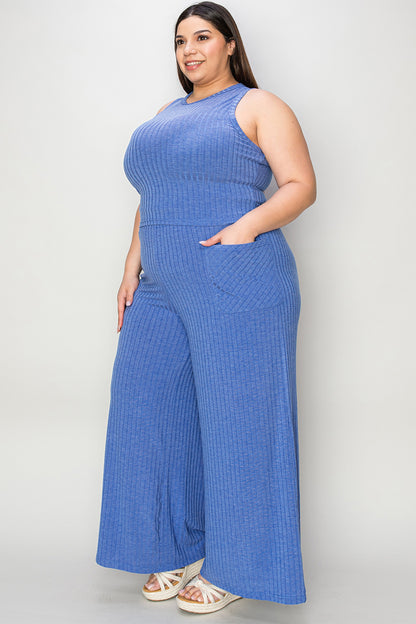 Basic Bae Full Size Ribbed Tank and Wide Leg Pants Set – Uneeque Designzz