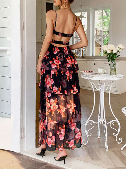 Floral Layered Maxi Cami Dress – Uneeque Designzz