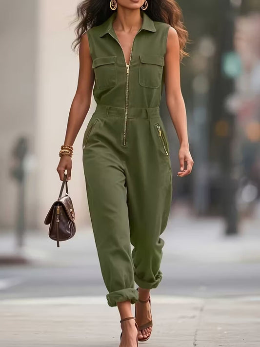 Sleeveless Zip-Up Jumpsuit by Trendsi