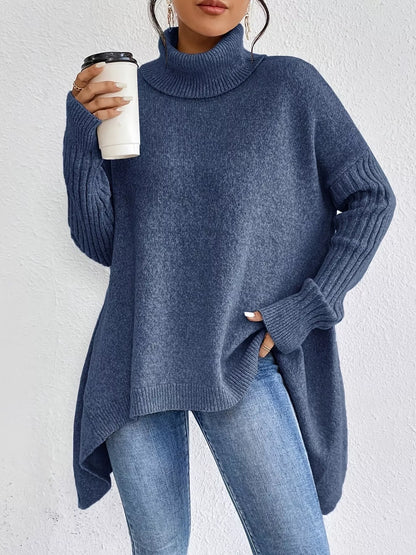 Turtleneck High-Low Hem Sweater – Uneeque Designzz