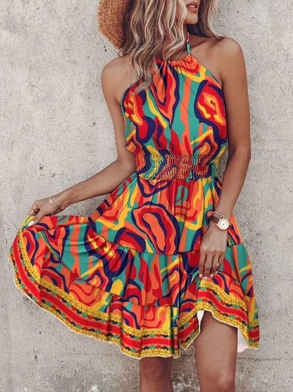 Paisley Print Halter Neck Mini Dress – Uneeque Designzz