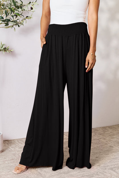 Double Take Full Size Smocked Wide Waistband Wide Leg Pants – Uneeque Designzz
